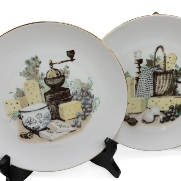 German Democratic Republic KAHLA Cheese and Wine PLATE Set 7 Piece Porcelain VTG - Picture 6 of 13